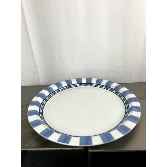 DANSK Parisian Blue Cafe Bistro Dinner Plate 10 3/8" Portugal Stripes - Picture 1 of 5